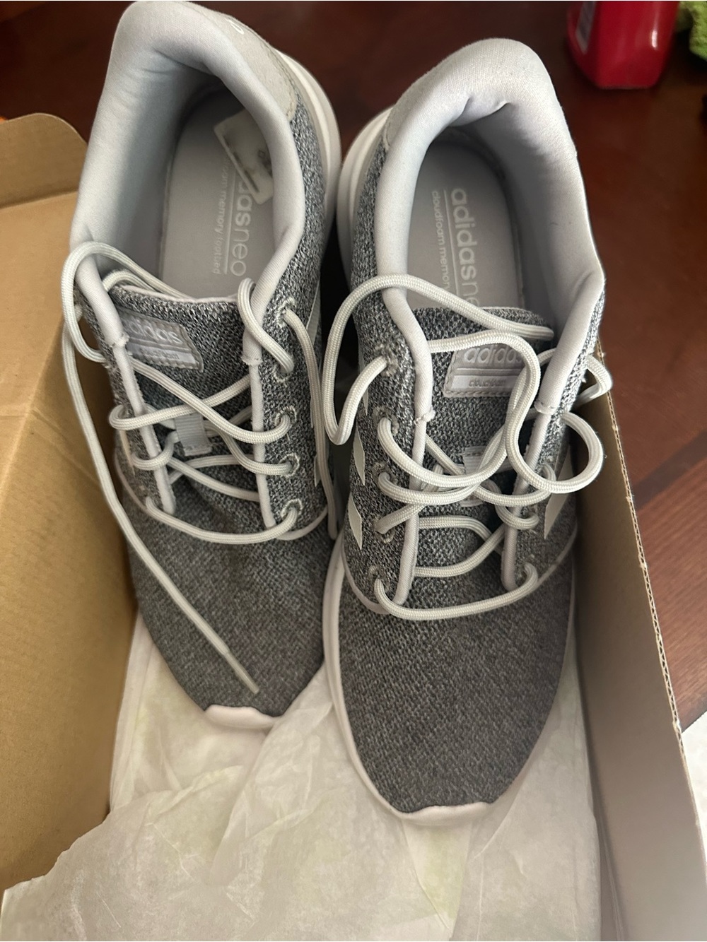 adidas Kids Grey Knit Lace-Up Sneakers